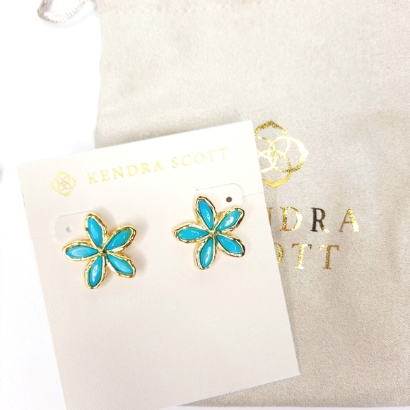 Kendra Scott Jewelry - Kendra Scott Kyla Flower Gold Stud Earrings in Teal Mother Of Pearl  NWT NEW